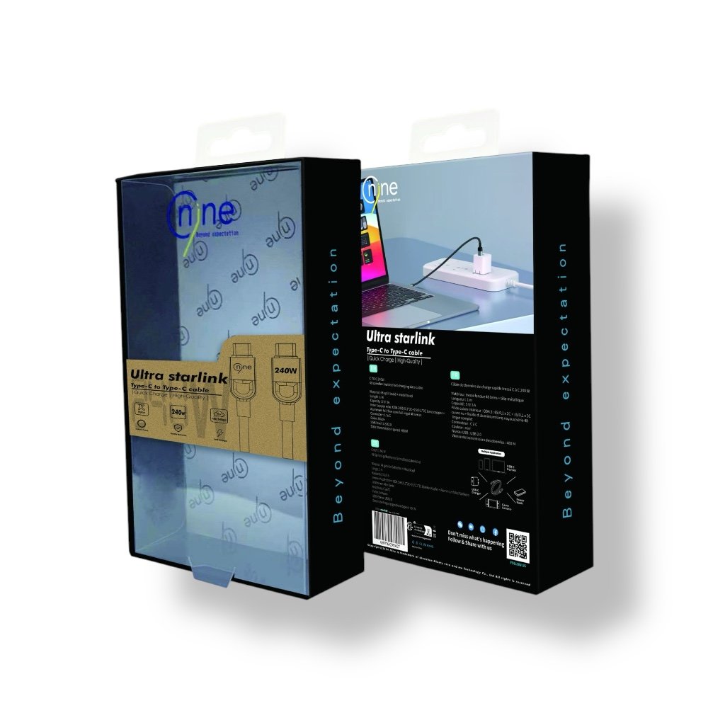 كابل شحن سريع Type-c إلي Type-c بقوة 240 واط من ناين - Nine Type-c to Type-c 240W Fast Charging Cable - الصورة 2